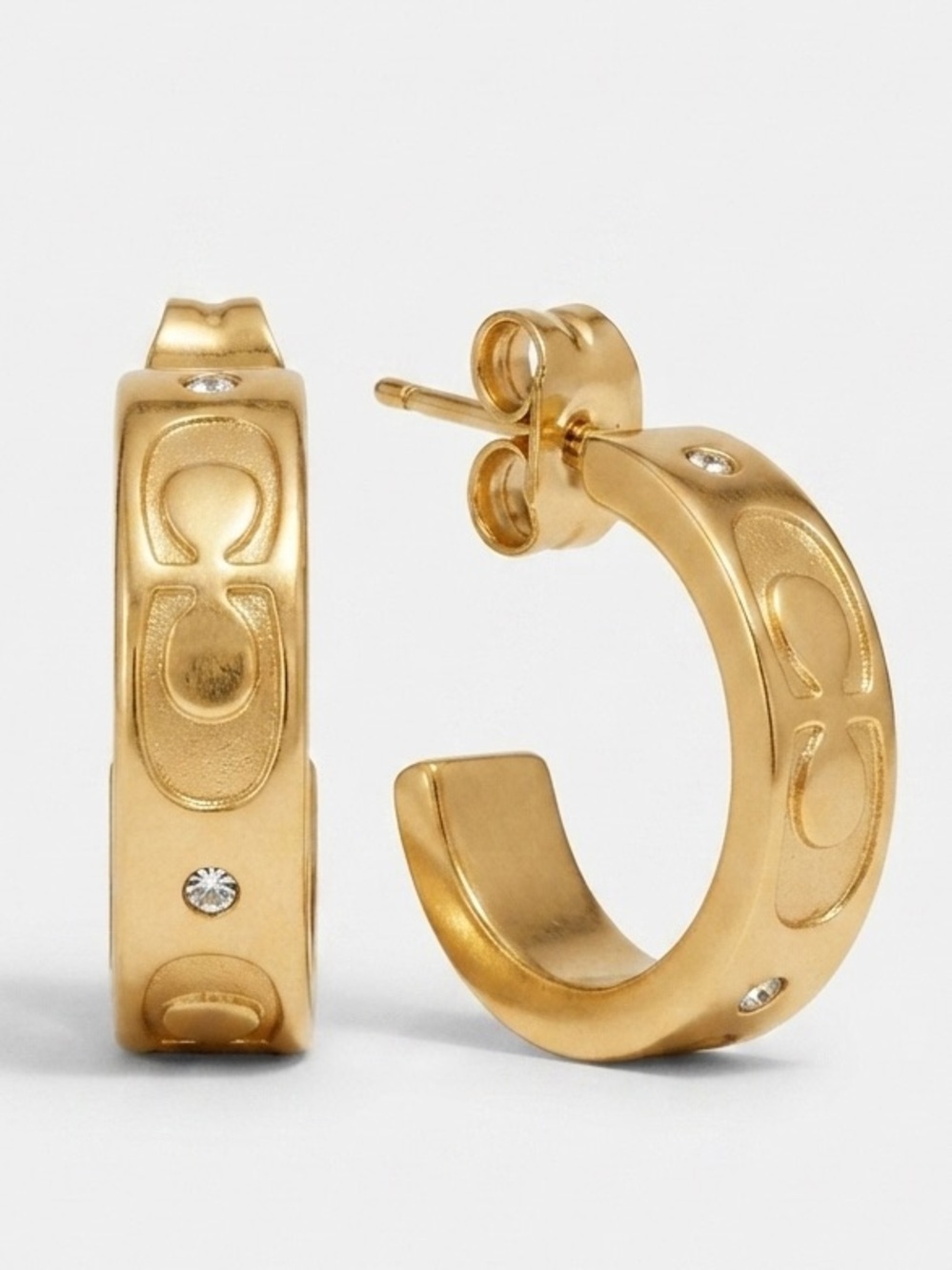 Gold-Tone Hoop Earrings with Crystal Accents